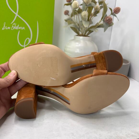 Sam Edelman Yaro Suede Ankle Strap Block Heel Frontier Brown Women 9.5 NWB - Picture 9 of 11